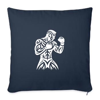 Boxe thaïlandaise Tribal Tattoo Fist Boxer Fighter - Housse de coussin décorative 45 x 45 cm - bleu marine - Devant