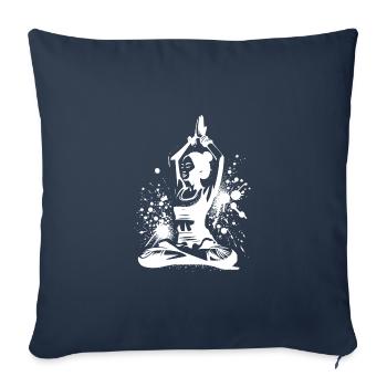 Professeur de yoga de relaxation de méditation asiatique - Housse de coussin décorative 45 x 45 cm - bleu marine - Devant
