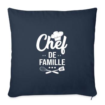 Papa chef de famille cadeau tablier fête des pères - Housse de coussin décorative 45 x 45 cm - bleu marine - Devant