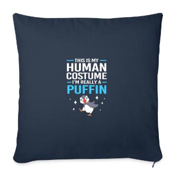Macareux Papageientaucher - Housse de coussin décorative 45 x 45 cm - bleu marine - Devant