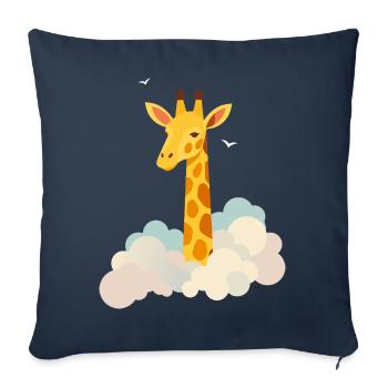 Gentle giraffe above the clouds – Dreamlike motif - Sofa pillowcase 17,3'' x 17,3'' (45 x 45 cm) - navy - Front