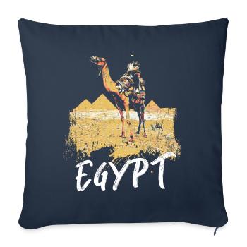 Illustration: Bédouin d'Égypte et pyramides - Housse de coussin décorative 45 x 45 cm - bleu marine - Devant