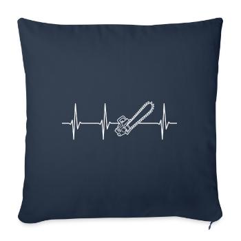 Tronçonneuse Heartbeat Forêt Tronçonneuse Bûcheron - Housse de coussin décorative 45 x 45 cm - bleu marine - Devant