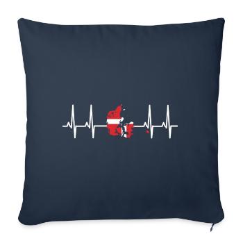 Denmark flag heartbeat country outline ECG pulse - Sofa pillowcase 17,3'' x 17,3'' (45 x 45 cm) - navy - Front