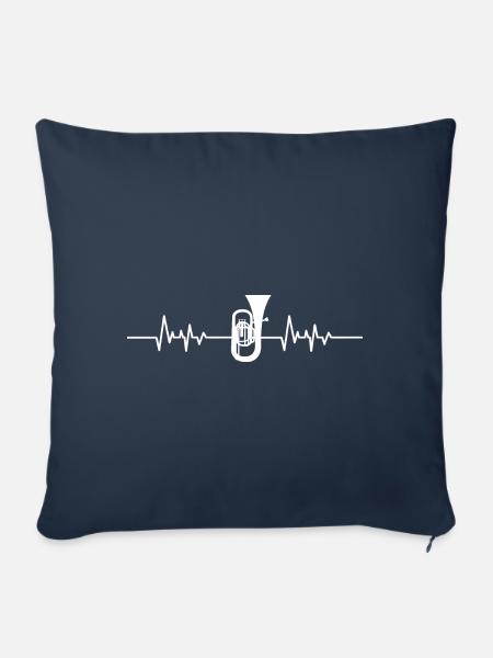 Tuba Herzschlag Herzlinie - Sofakissenbezug 45 x 45 cm - Navy