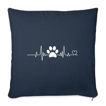 Funny Heartbeat Dogs and Cats Lovers Men Women - Housse de coussin décorative 45 x 45 cm - bleu marine - Devant