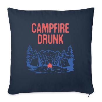 Feu de camp ivre Camping Amateur de bière Camper Drinker - Housse de coussin décorative 45 x 45 cm - bleu marine - Devant