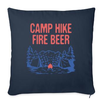 Camp Randonnée Feu Bière Camping Randonnée Camping Randonneur - Housse de coussin décorative 45 x 45 cm - bleu marine - Devant