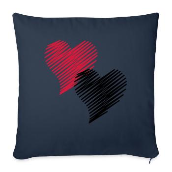 2 Herzen - Sofakissenbezug 45 x 45 cm - Navy - Vorne