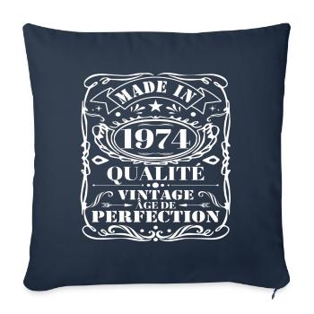 Made in 1974 vintage âge de perfection cadeau - Housse de coussin décorative 45 x 45 cm - bleu marine - Devant