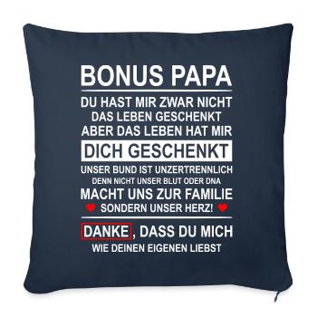 Herren Bonus Papa Leben besser Stiefvater Geschenk - Sofakissenbezug 45 x 45 cm - Navy - Vorne