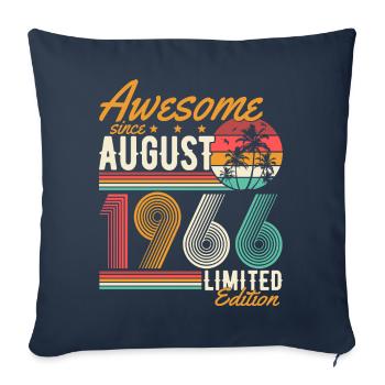 Août 1966 Naissance Anniversaire Rétro - Housse de coussin décorative 45 x 45 cm - bleu marine - Devant