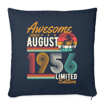 Août 1956 Naissance Anniversaire Rétro - Housse de coussin décorative 45 x 45 cm - bleu marine - Devant