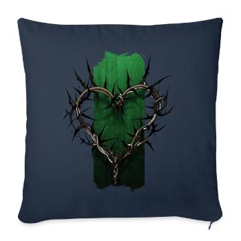 Dévotion épineuse : branche d’épine en forme de cœur - Housse de coussin décorative 45 x 45 cm - bleu marine - Devant