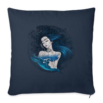 Femme sirène sirène usagée endormie - Housse de coussin décorative 45 x 45 cm - bleu marine - Devant