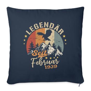 Légendaire depuis février 1939 Anniversaire 1939 - Housse de coussin décorative 45 x 45 cm - bleu marine - Devant