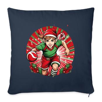 Elfe de Noël Handball - Housse de coussin décorative 45 x 45 cm - bleu marine - Devant