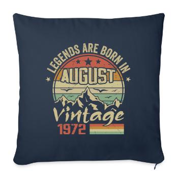 Août 1972 Anniversaire 1972 - Légendes Août 1972 - Housse de coussin décorative 45 x 45 cm - bleu marine - Devant