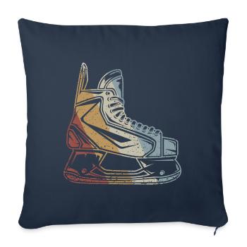 Hockey sur glace Patin à glace Style Rétro Vintage - Housse de coussin décorative 45 x 45 cm - bleu marine - Devant