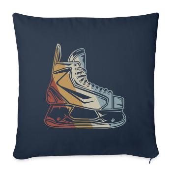 Hockey sur glace Patin à glace Style Rétro Vintage - Housse de coussin décorative 45 x 45 cm - bleu marine - Devant