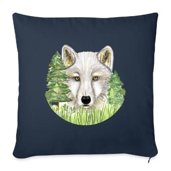 Loup - Housse de coussin décorative 45 x 45 cm - bleu marine - Devant