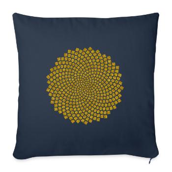 Sunflower Seed, digital gold, Fibonacci spiral, - Housse de coussin décorative 45 x 45 cm - bleu marine - Devant