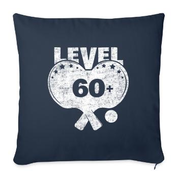 Tennis de table niveau 60 anniversaire joueur de tennis de table - Housse de coussin décorative 45 x 45 cm - bleu marine - Devant