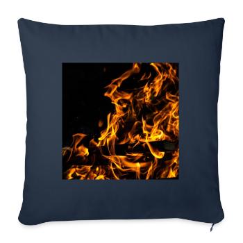 Feu ardent la nuit - Housse de coussin décorative 45 x 45 cm - bleu marine - Devant