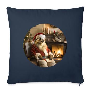 Père Noël paresseux devant la cheminée - Housse de coussin décorative 45 x 45 cm - bleu marine - Devant