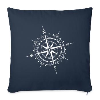 Kompassrose weiss - Sofakissenbezug 45 x 45 cm - Navy - Vorne