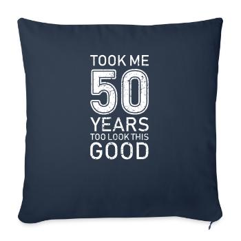 50ème cadeau d'anniversaire drôle disant numéro drôle - Housse de coussin décorative 45 x 45 cm - bleu marine - Devant