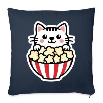 Chat au pop-corn - Bande dessinée - Housse de coussin décorative 45 x 45 cm - bleu marine - Devant
