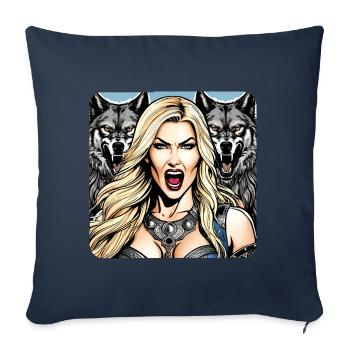 Viking Shield Maiden with Wolves - Sofa pillowcase 17,3'' x 17,3'' (45 x 45 cm) - navy - Front