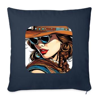 Cool Western Girl with Sunglasses - Sofa pillowcase 17,3'' x 17,3'' (45 x 45 cm) - navy - Front