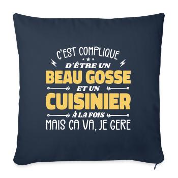 Beau gosse homme cuisinier - Housse de coussin décorative 45 x 45 cm - bleu marine - Devant