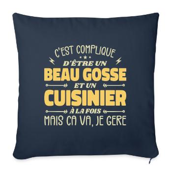 Beau gosse homme cuisinier - Housse de coussin décorative 45 x 45 cm - bleu marine - Devant