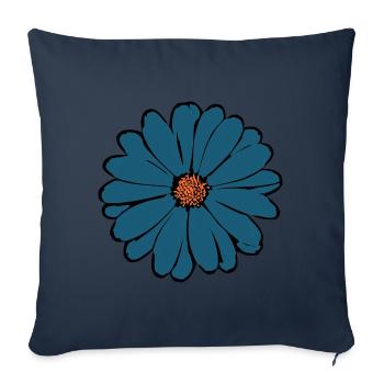 Fleur Bleu Foncé Fleur Bleu Fleurs Bleu - Housse de coussin décorative 45 x 45 cm - bleu marine - Devant