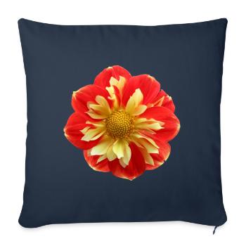 Fleur, Jaune, Rouge, Fleur Rouge, Fleurs, Fleurs Jaunes Rouges - Housse de coussin décorative 45 x 45 cm - bleu marine - Devant