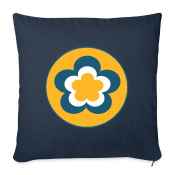 des années 70 motif de fleur - Housse de coussin décorative 45 x 45 cm - bleu marine - Devant