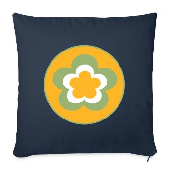 des années 70 motif de fleur - Housse de coussin décorative 45 x 45 cm - bleu marine - Devant