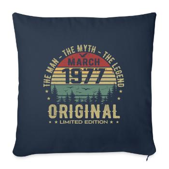 Gift for the 48th Anniversary Original March 1977 - Sofa pillowcase 17,3'' x 17,3'' (45 x 45 cm) - navy - Front