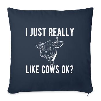 Cadeau de vache de vache fermier fermier - Housse de coussin décorative 45 x 45 cm - bleu marine - Devant