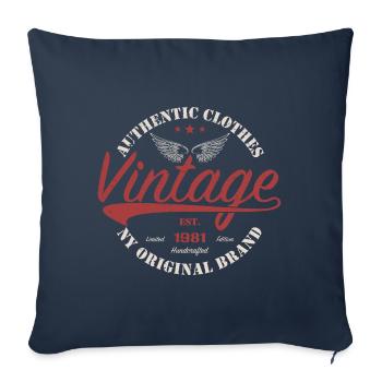 Vintage 1981 Cadeau D'anniversaire 1981 Rétro 1981 - Housse de coussin décorative 45 x 45 cm - bleu marine - Devant