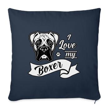 J’adore mon Boxer - Housse de coussin décorative 45 x 45 cm - bleu marine - Devant