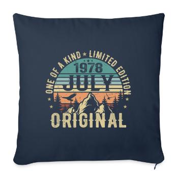 Anniversaire de juillet 1978 Cadeau d'anniversaire de juillet 1978 - Housse de coussin décorative 45 x 45 cm - bleu marine - Devant