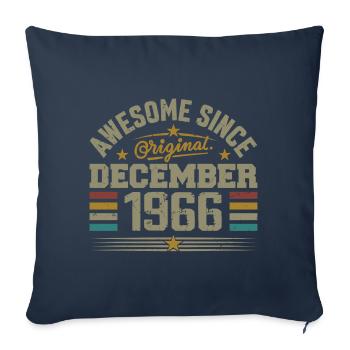 Décembre 1966 - Cadeau Anniversaire December 1966 - Housse de coussin décorative 45 x 45 cm - bleu marine - Devant