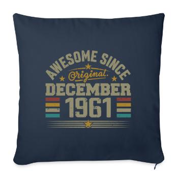 Décembre 1961 - Cadeau Anniversaire December 1961 - Housse de coussin décorative 45 x 45 cm - bleu marine - Devant