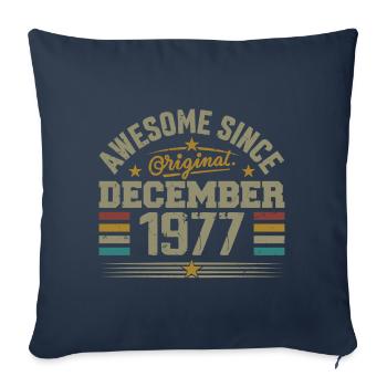 Décembre 1977 - Cadeau Anniversaire December 1977 - Housse de coussin décorative 45 x 45 cm - bleu marine - Devant
