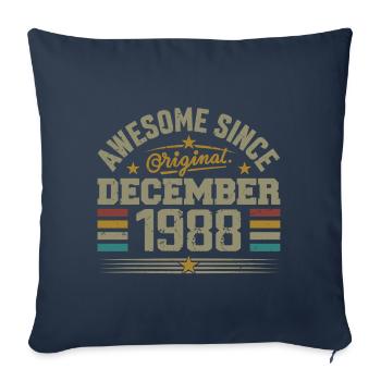 Décembre 1988 - Cadeau Anniversaire December 1988 - Housse de coussin décorative 45 x 45 cm - bleu marine - Devant