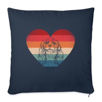 Cavalier King Charles Épagneul - Housse de coussin décorative 45 x 45 cm - bleu marine - Devant
